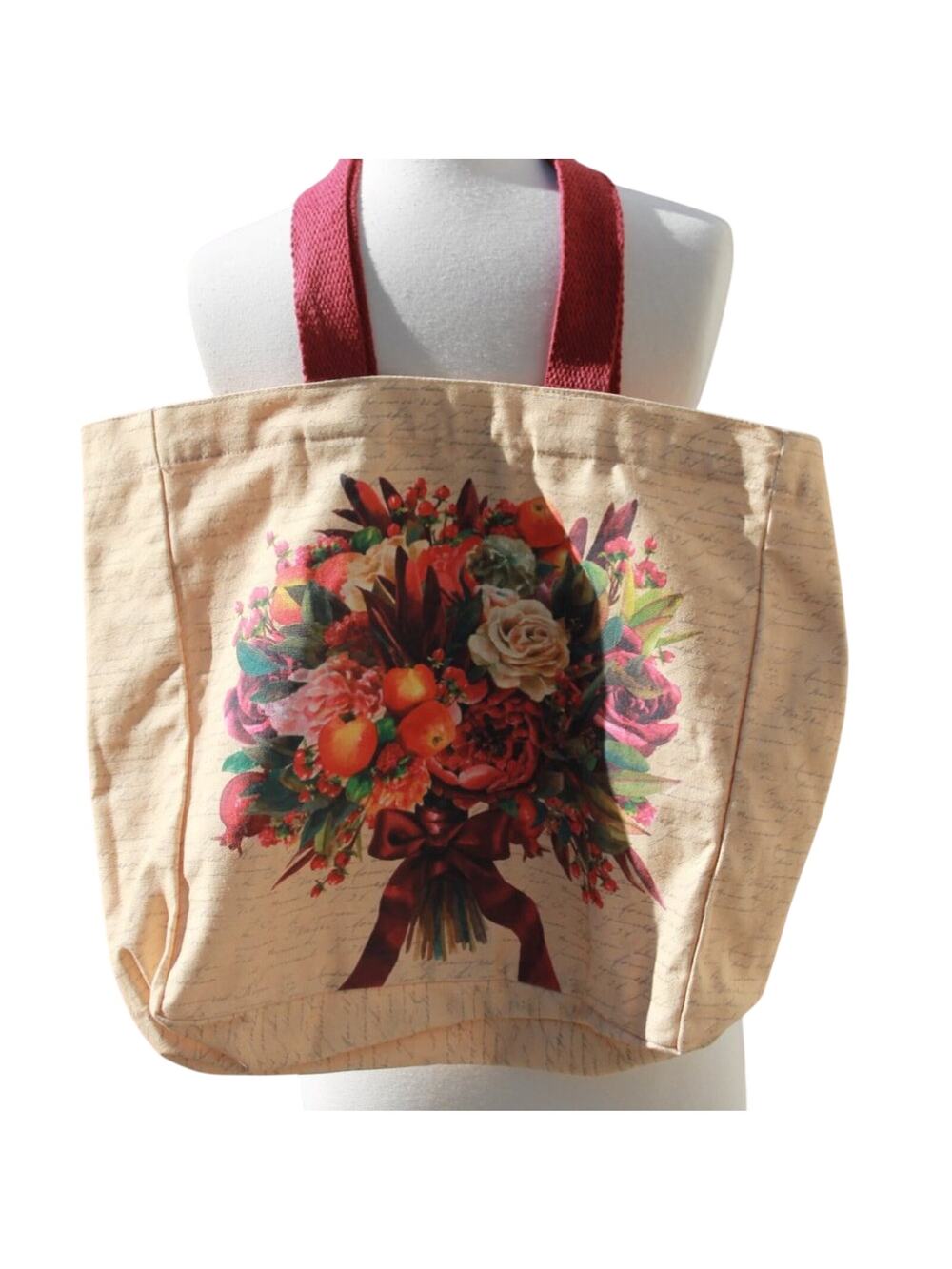 Shopper Tote Bag Canvas 100% Cotton Floral Cottage Boho